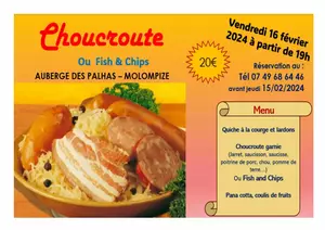 SOIREE CHOUCROUTE OU FISH AND CHIPS 16 FEVRIER